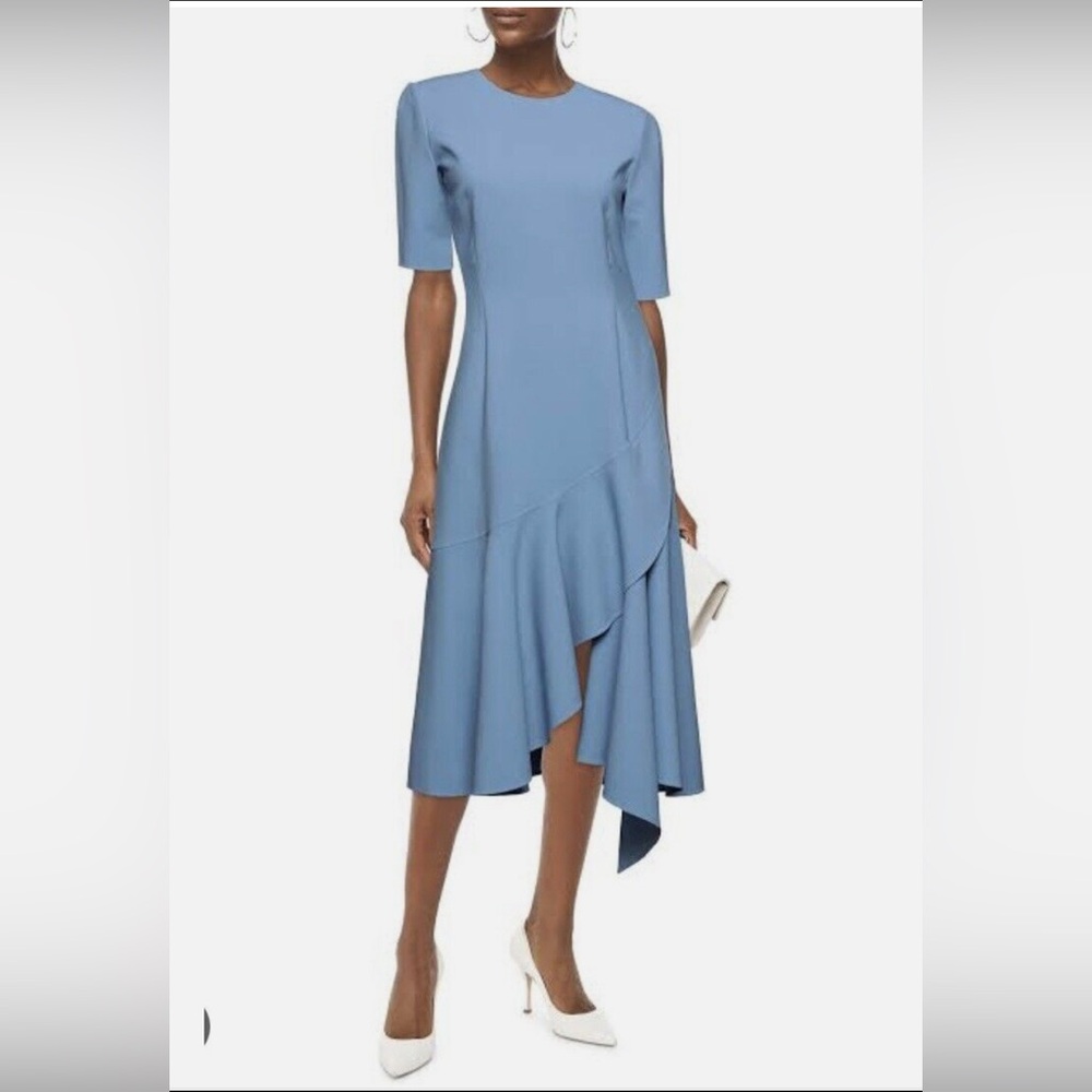 Oscar de La Renta Elegant Blue Midi Dress
